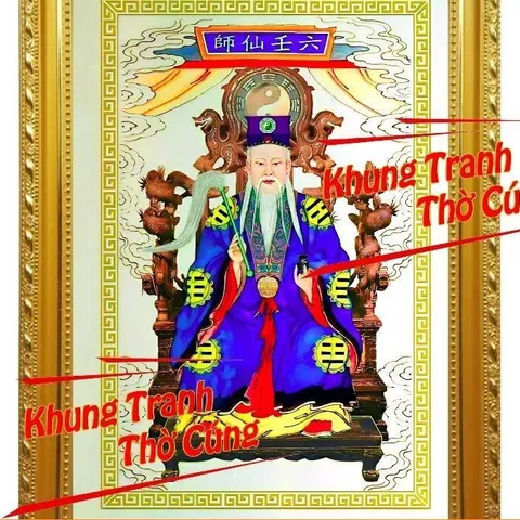 Tranh Thờ Lục Nhâm Tiên Sư + khung (Bảo hành gãy, vỡ) cực đẹp 841588