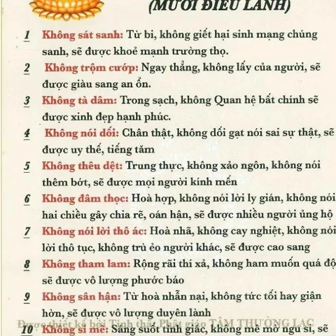 TO497 tờ chú Thập Thiện Nghiệp (10 điều lành) 2 mặt plastic siêu đẹp  2 SIZE A4 VÀ A3 ÉP PLASTICS