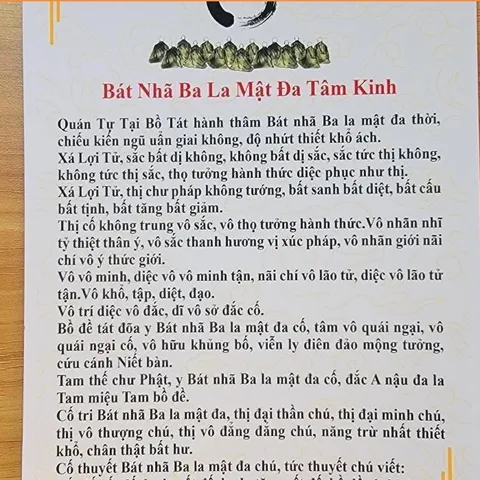 TO16 Tờ Bát Nhã Ba La Mật Đa Tâm Kinh hay Kinh Bát Nhã Giấy Khổ a4 Đọc Hàng Ngày 841598