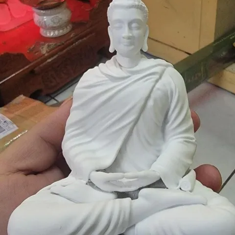 TƯỢNG BỔN SƯ NIKAYA NGỒI THIỀN CAO 12CM  - TƯỢNG PHẬT THÍCH CA NGỒI 12CM TRẮNG VÀ VÀNG 841611