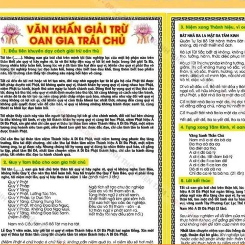 TO103 - Tờ Chú  Văn Khấn Giải Trừ OAN GIA TRÁI CHỦ, IN 2 MẶT