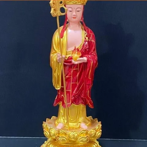 TƯỢNG PHẬT_TÔN TƯỢNG ĐỊA TẠNG VƯƠNG BỒ TÁT CẦM TÍCH TRƯỢNG CAO 40CM 841646