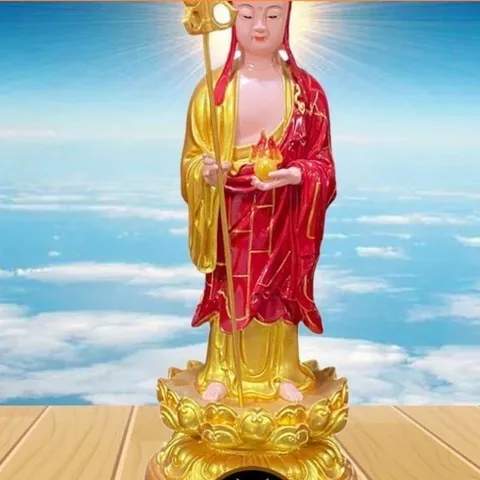 TƯỢNG PHẬT_TÔN TƯỢNG ĐỊA TẠNG VƯƠNG BỒ TÁT CẦM TÍCH TRƯỢNG CAO 40CM 841646