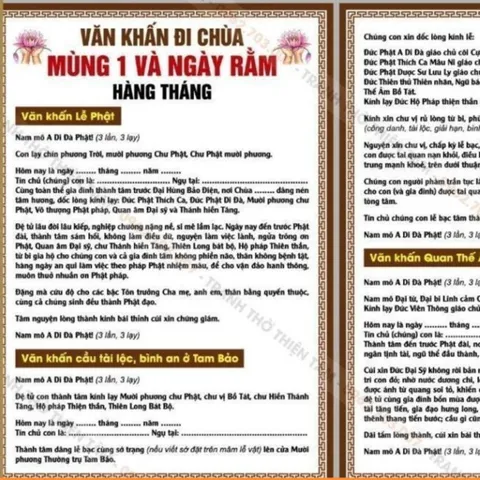 TO102 - Tờ Chú  VĂN KHẤN ĐI CHÙA Mùng 1 và Ngày Rằm hàng tháng, IN 2 MẶT ÉP PLATICS 841671