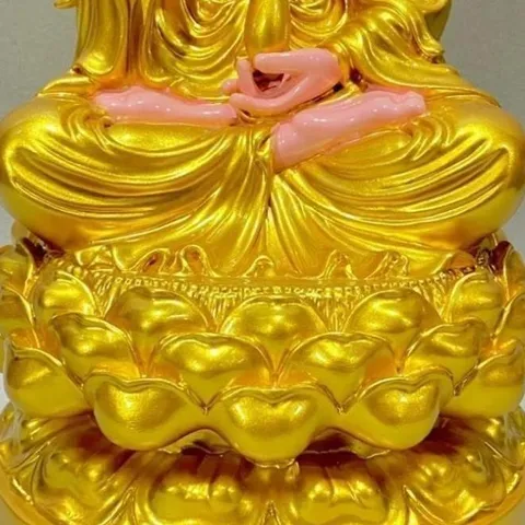 Tượng Quan Âm Màu Vàng Liễu Xanh Ngồi 30cm 841685