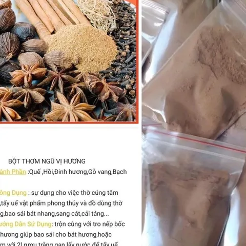 Bột thơm ngũ vị xông nhà, tẩy uế - Thảo dược xông nhà trừ tà khí bột hoá giải phong long50gr