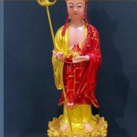 Tượng Địa Tạng Vương Bồ Tát Đứng Cao 38cm Cầm Tích Trượng Chất Liệu  Composite 841700