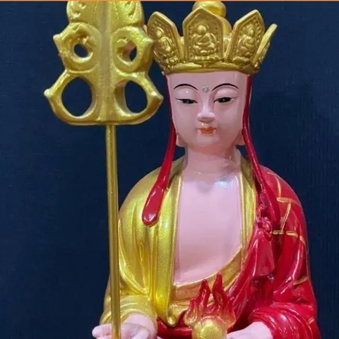 Tượng Địa Tạng Vương Bồ Tát Đứng Cao 38cm Cầm Tích Trượng Chất Liệu  Composite 841700
