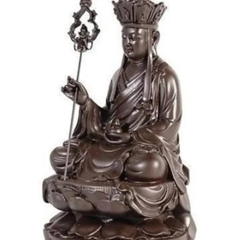 Tặng vòng tay, Tôn Tượng Địa Tạng Vương Bồ Tát cao 17 cm màu nâu đất 841725
