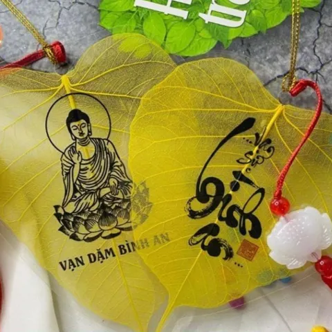 Lá bồ đề size to Vạn Sự Bình An/Vạn Dặm Bình An, có dây treo, lá tự nhiên loại đẹp 841728