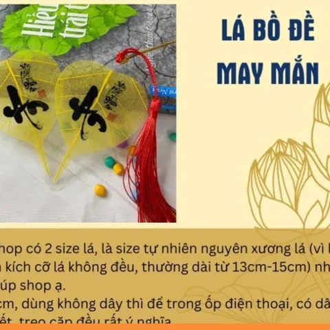 Lá bồ đề size to Vạn Sự Bình An/Vạn Dặm Bình An, có dây treo, lá tự nhiên loại đẹp 841728