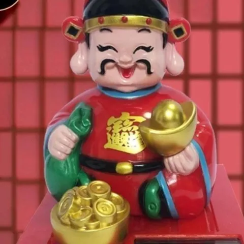 Tượng thần tài may mắn năng lượng mặt trời –tượng phật dùng để trang trí xe ô tô, bàn làm việc 841734