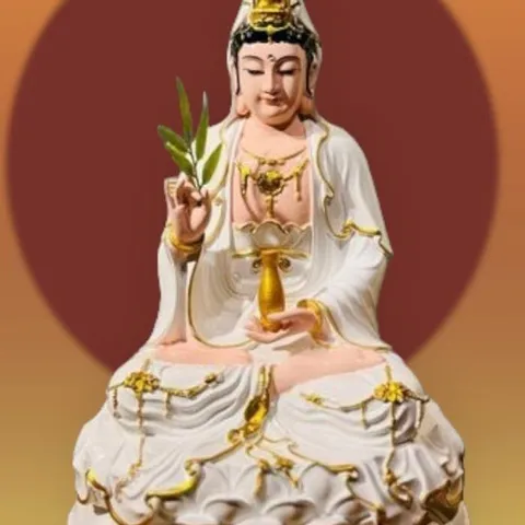 Tượng Phật Quan Thế Âm Bồ Tát trắng ngồi cầm dương liễu - hàng cao cấp 841737