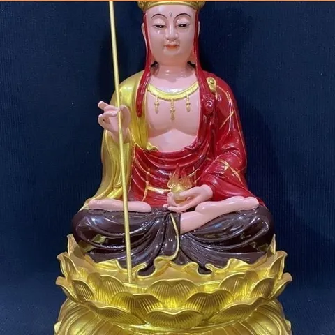 Tượng Địa Tạng Vương Bồ Tát Ngồi 30cm Áo Đỏ Sen Vàng -  HOẢ TỐC 841749
