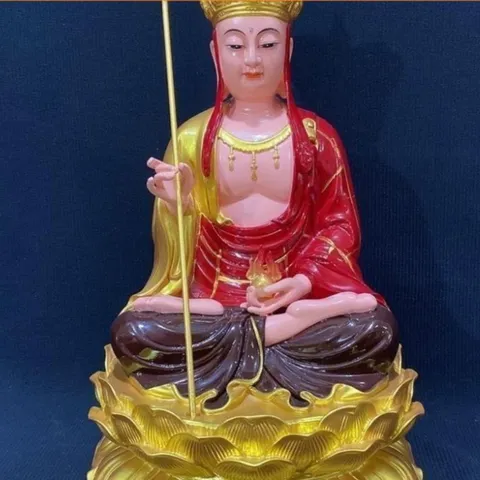 Tượng Địa Tạng Vương Bồ Tát Ngồi 30cm Áo Đỏ Sen Vàng -  HOẢ TỐC 841749