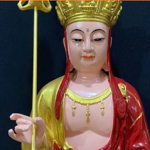 Tượng Địa Tạng Vương Bồ Tát Ngồi 30cm Áo Đỏ Sen Vàng -  HOẢ TỐC 841749