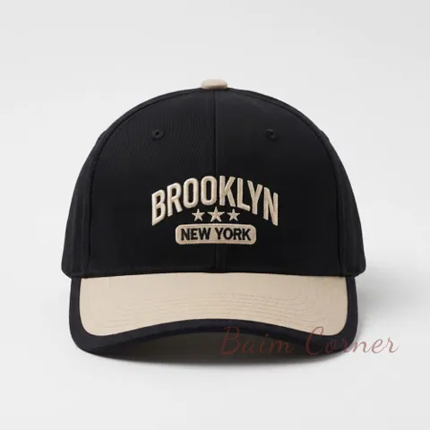 BaimCorner/Mũ lưỡi trai cho bé 1-3 tuổi thêu Brooklyn, form đẹp, đội êm