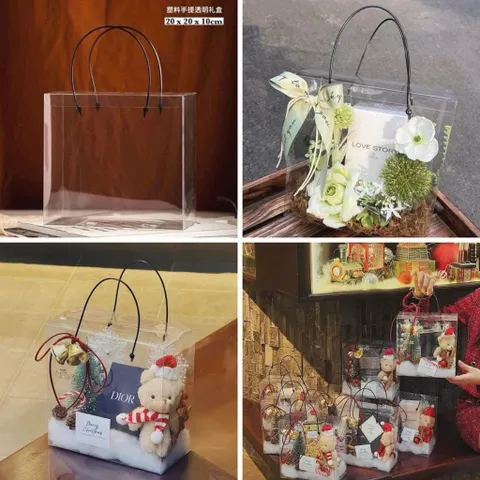 🎁 Túi quà xách Mica đựng son kèm hoa xinh xắn, giao hàng hỏa tốc trong 2h