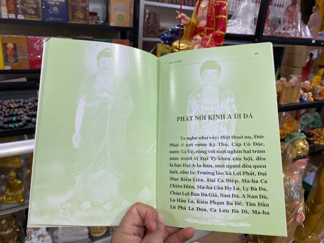 Kinh A Di Đà Bìa Xanh Lá - Giấy Màu