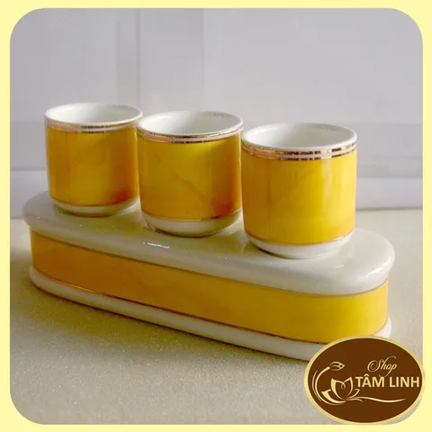 Bộ Án 3 Chung Nước Không Có Nắp Bằng Sứ Nhiều Màu-DT120