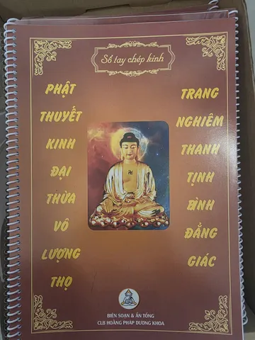 SỔ TAY VỞ CHÉP KINH VÔ LƯỢNG THỌ CHỮ MỜ A4 LÒ XO - TẶNG VIẾT