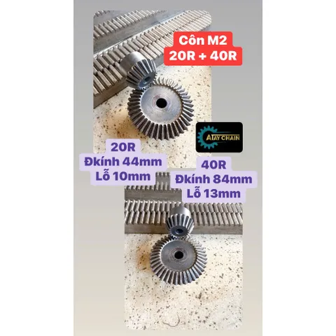 Bánh Răng Côn M2 : 20-40Răng ( tỉ số truyền 1:2 ) / M2 : 20-60Răng ( tỉ số truyền 1:3 )