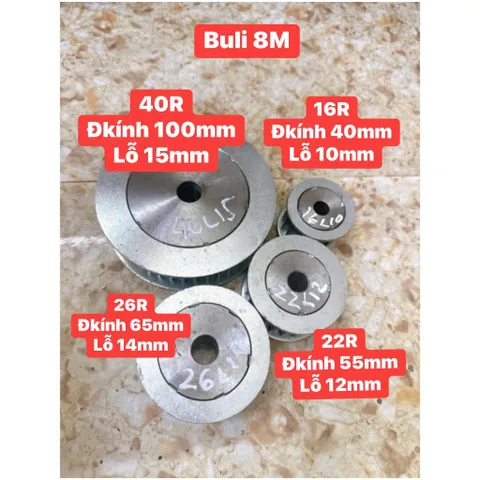 Puly 8M - 16R/18R/20R/22R/24R/25R/26R/28R/30R/32R/34R/36R/38R/40R/50R/56R/60R Rộng-Dùng Cho Dây Đai 25mm