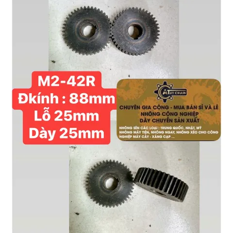 Nhông Thẳng Modul 2 M2-34R/37R/38R/40R/42R/50R/52R/55R/57R/59R/62R/64R (Dày 25mm, Lỗ 25mm)