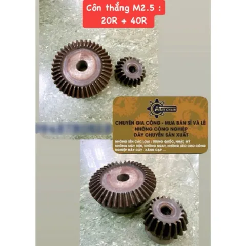 Bánh Răng Côn 90° Modun 2.5: 20r-40r Răng Tỉ Lệ 1:2 Thiết Kế Nhỏ Gọn, Đa Năng Dễ Sử Dụng