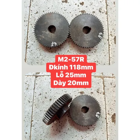 Nhông Thẳng Modul M2-57Răng . Có Cùi - Dày 20mm. Hàng zin tháo máy.