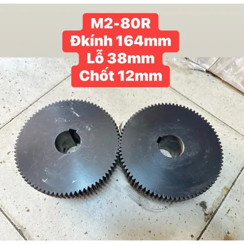Nhông Thẳng Modul M2-80Răng : Đkính 128mm - Lỗ 38mm - Chốt 12 . Dày 30mm có cùi .Hàng Zin Tháo Máy 99%.