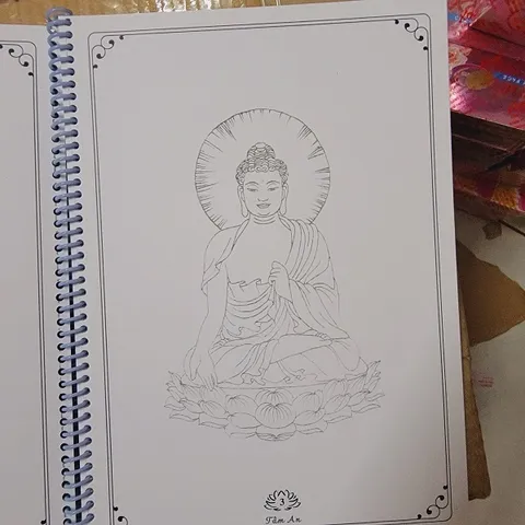 Tặng viết - Vở Tô Tranh Phật và Bồ Tát cực đẹp màu xanh lá cây, Vở Vẽ Hình Phật , Bộ Tranh Tô Hình Đức Phật Bìa Cứng