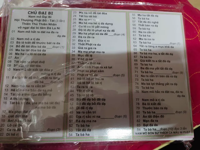 100 tờ chú đại bi, chú chuẩn đề, dược sư chơn ngôn khổ lớn a4