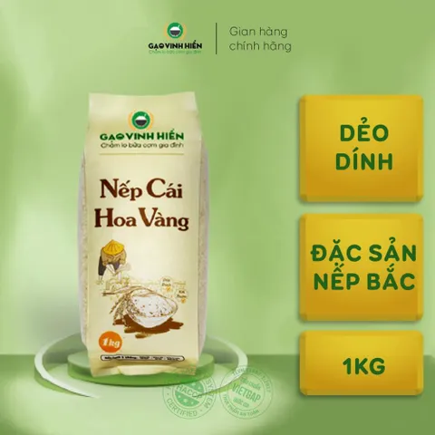 Nếp Cái Hoa Vàng Vinh Hiển cao cấp 1kg / Nếp thơm, dẻo dai nhiều, mềm ngon khách ưa chuộng lắm
