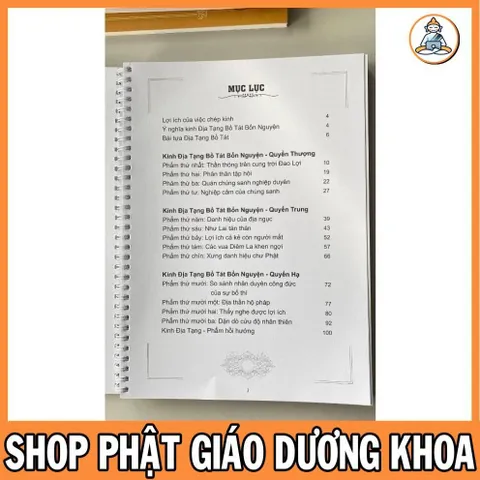 TẶNG VIẾT, Vở Chép Kinh Địa Tạng Bồ Tát Bổn Nguyện A4 CHỮ MỜ LÒ XO CAO CẤP - CHEPDIATANG