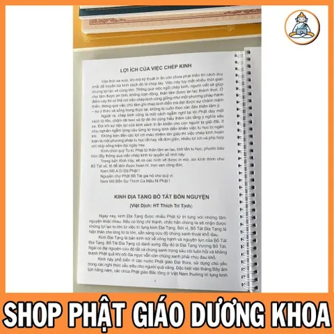 TẶNG VIẾT, Vở Chép Kinh Địa Tạng Bồ Tát Bổn Nguyện A4 CHỮ MỜ LÒ XO CAO CẤP - CHEPDIATANG