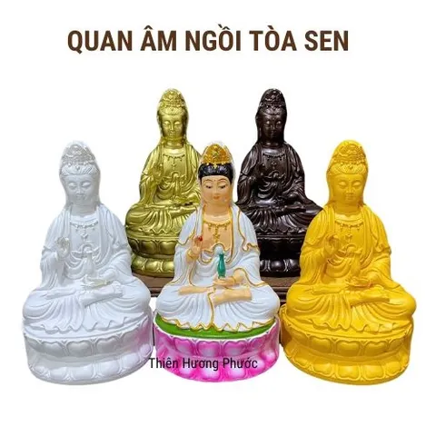 Tượng quan âm áo vàng đất nung 15cm