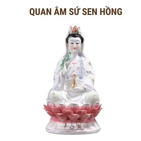 Tượng quan âm áo vàng đất nung 15cm