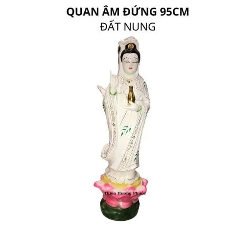 Tượng quan âm áo vàng đất nung 15cm