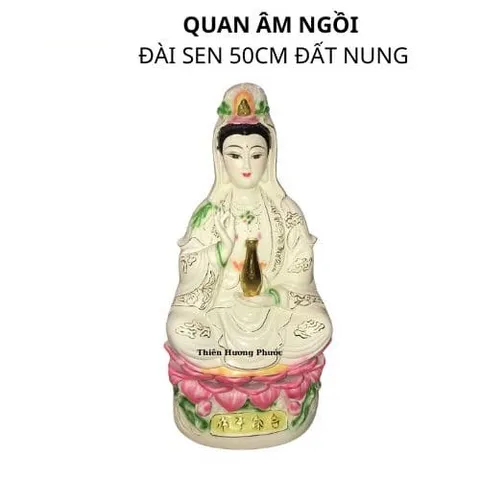 Tượng quan âm áo vàng đất nung 15cm