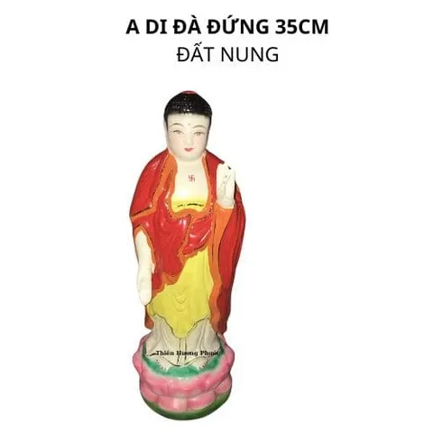 Tượng phật a di đà đất nung đứng 35cm