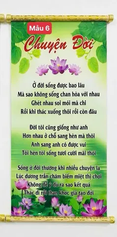 TRANH CUỘN 6 - CHUYỆN ĐỜI IN TRÊN GIẤY FILM CHỐNG NƯỚC CỠ 40CM X 60CM CÓ ĐẦU TREO