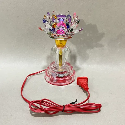 Cặp Đèn Thờ Hoa Sen Pha Lê Cao 17cm Nhiều Chế Độ Màu Siêu Đẹp