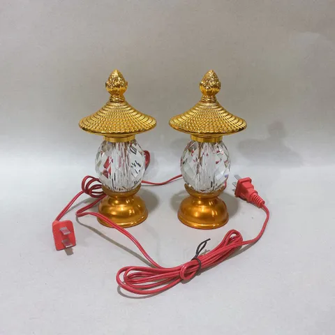 Cặp Đèn Thờ Pha Lê Nắp Ô Nhiều Chế Độ Màu Cao 17cm Siêu Đẹp