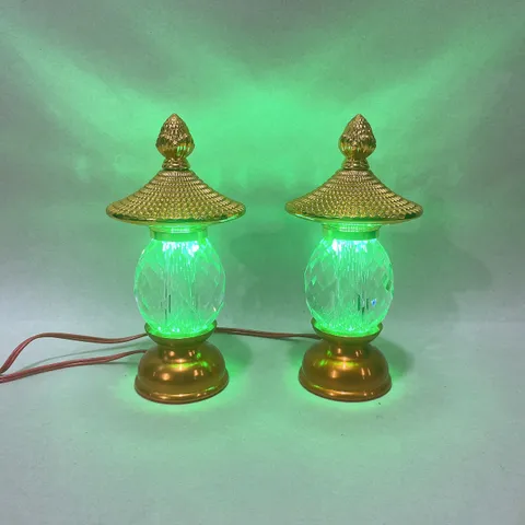 Cặp Đèn Thờ Pha Lê Nắp Ô Nhiều Chế Độ Màu Cao 17cm Siêu Đẹp
