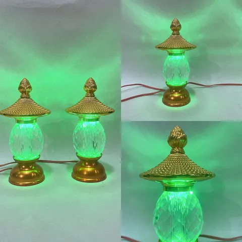 Cặp Đèn Thờ Pha Lê Nắp Ô Nhiều Chế Độ Màu Cao 17cm Siêu Đẹp