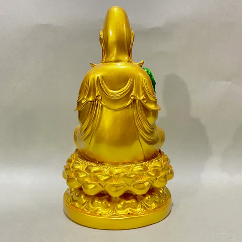 Tượng Phật Quan Âm Bồ Tát Ngồi Màu Nhũ Vàng Cao 30 cm