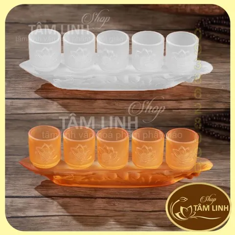 Án Năm Ly Nước Thờ Cúng Lưu Ly Trắng