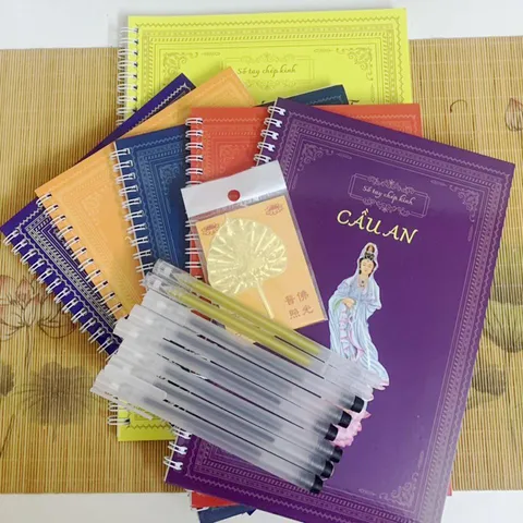 Combo 7 sổ tay chép kinh in mờ Kinh Địa Tạng + Chú Đại Bi + Sám Hối + Dược Sư + Vu Lan + Cầu An + Sám Cửu Huyền Thất Tổ - Tâm An