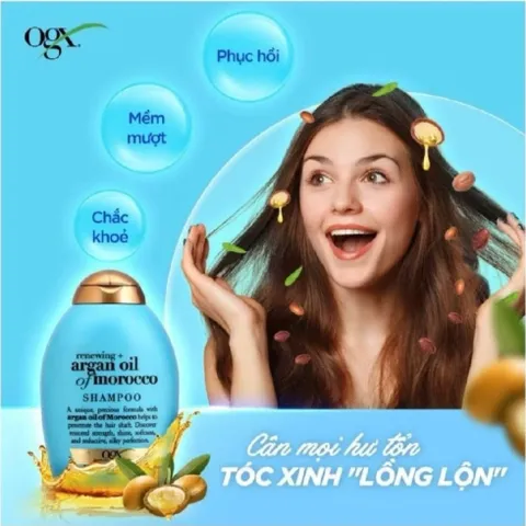 Dầu Gội OGX Argan Oil Giúp Phục Hồi Tóc Hư Tổn 385ml Renewing - cherry blossom